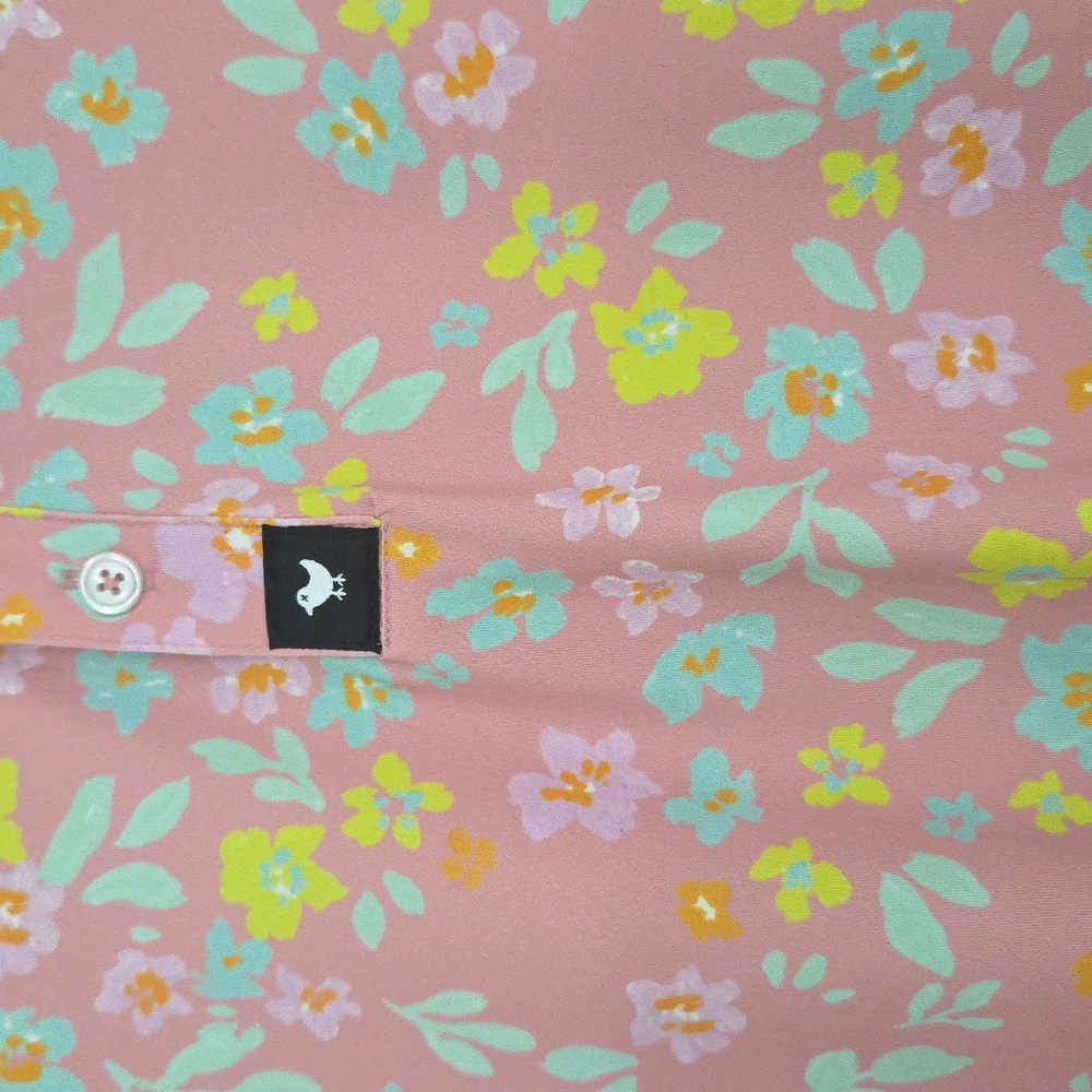 Bad Birdie Men's Golf Polo In Excellent Condition. Nice Pink Floral Pattern. - Picture 4 of 7